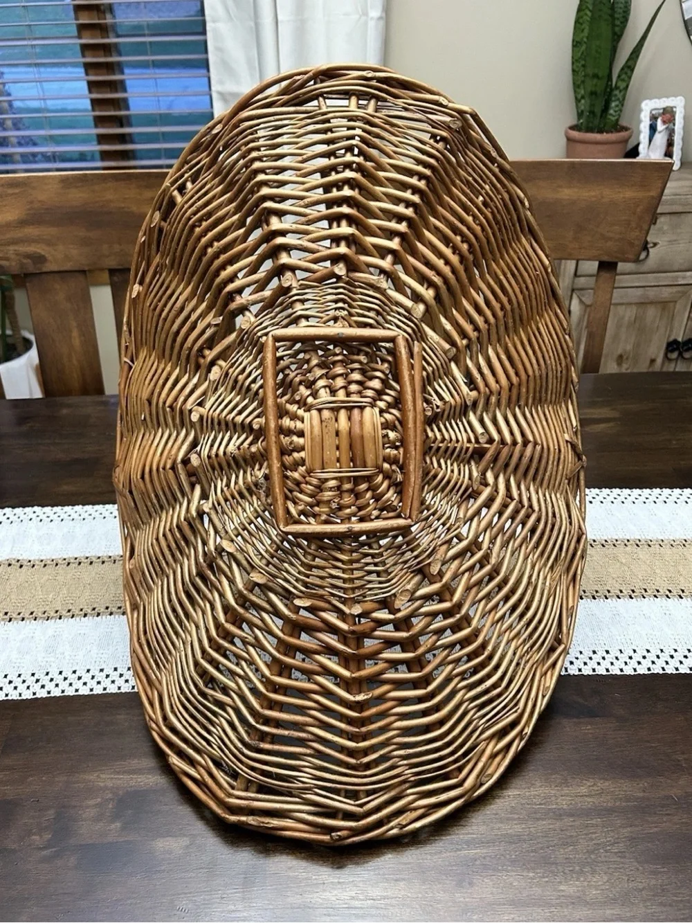 Vintage Handwoven Wicker Gathering Basket | Large Farmhouse French Country Boho